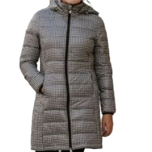 Uniqlo Ultra Light Down jacket in a plaid pattern Houndstooth Puffer Coat